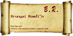 Brunyai Román névjegykártya